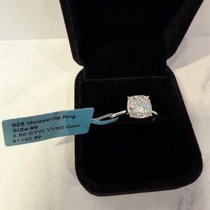 Stunning Moissanite Ring with Silver Band 3.5 carat